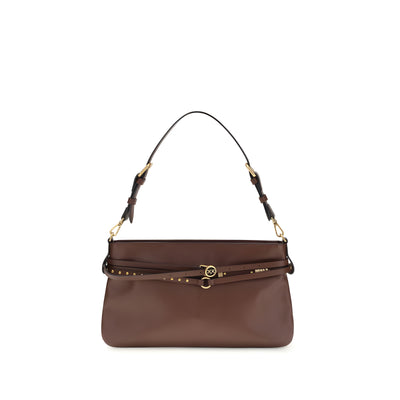 PINKO Brown Buckle Shoulder Bag