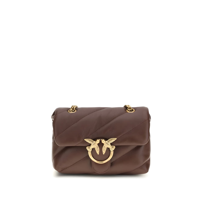 PINKO Brown Calf Leather Shoulder Bag
