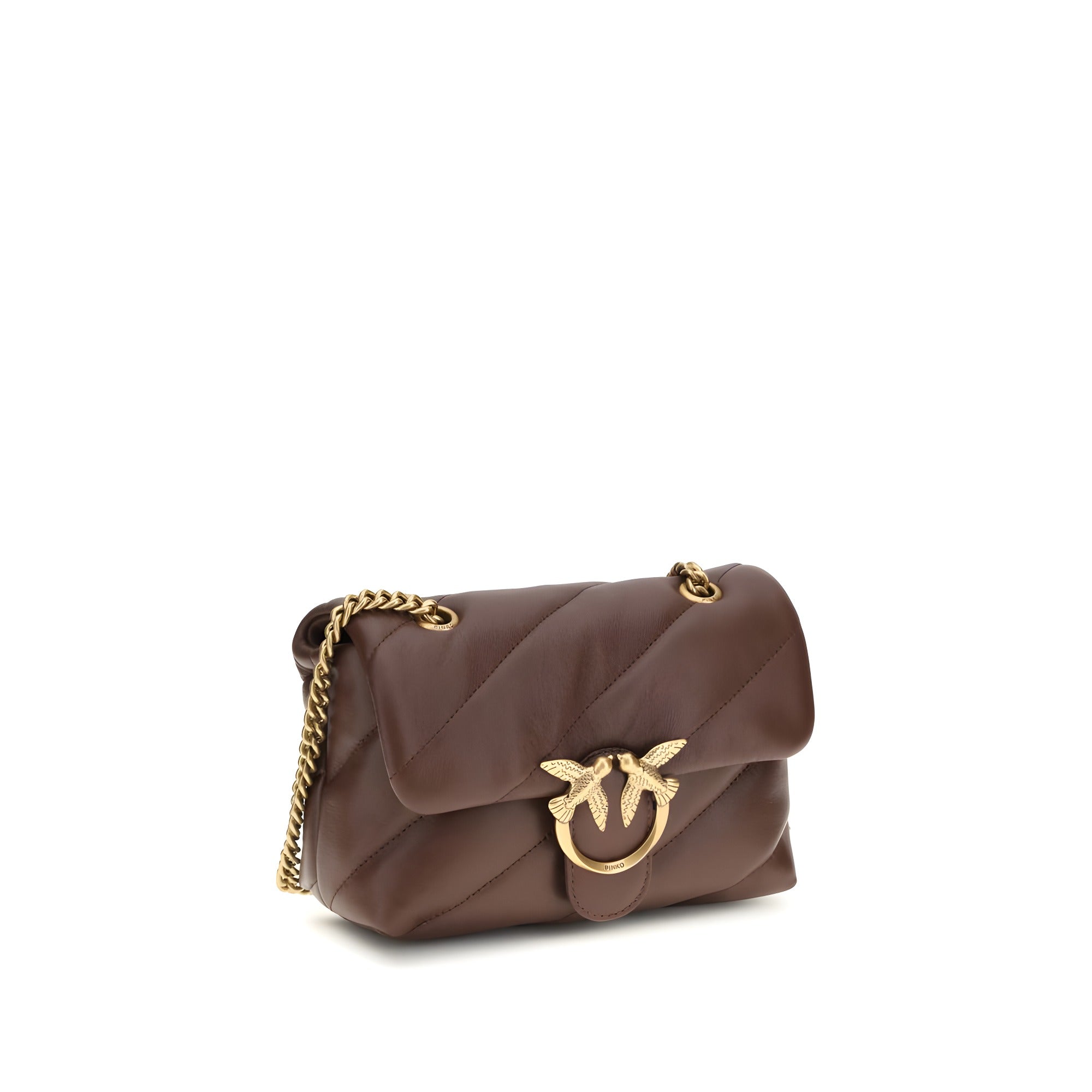 PINKO Brown Calf Leather Shoulder Bag