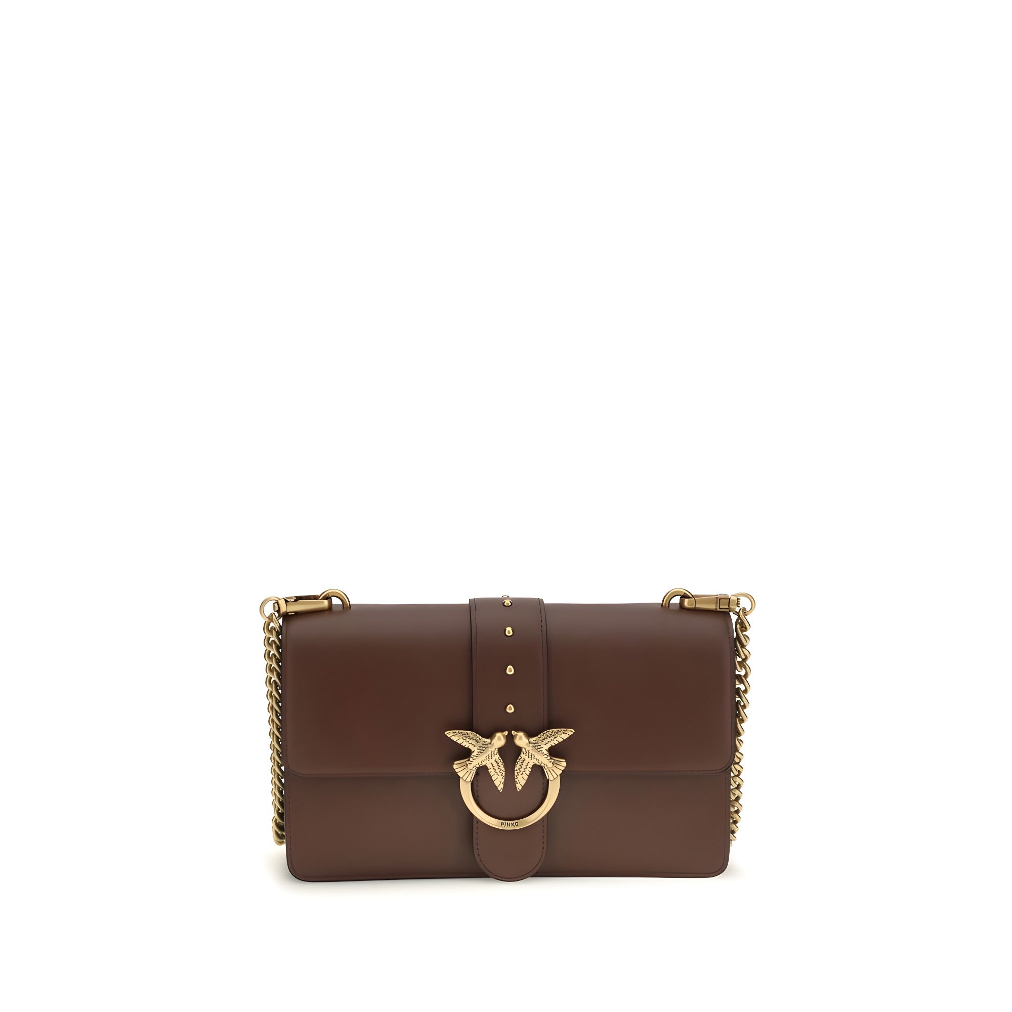 PINKO Brown Calf Leather Shoulder Bag