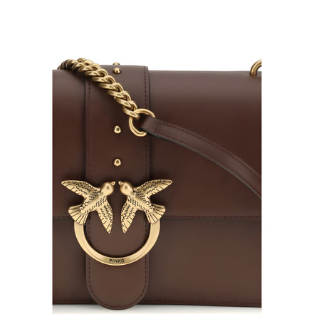 PINKO Brown Calf Leather Shoulder Bag