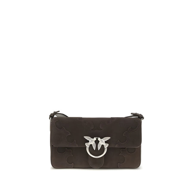 PINKO Brown Calf Leather Shoulder Bag