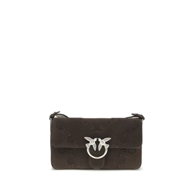PINKO Brown Calf Leather Shoulder Bag