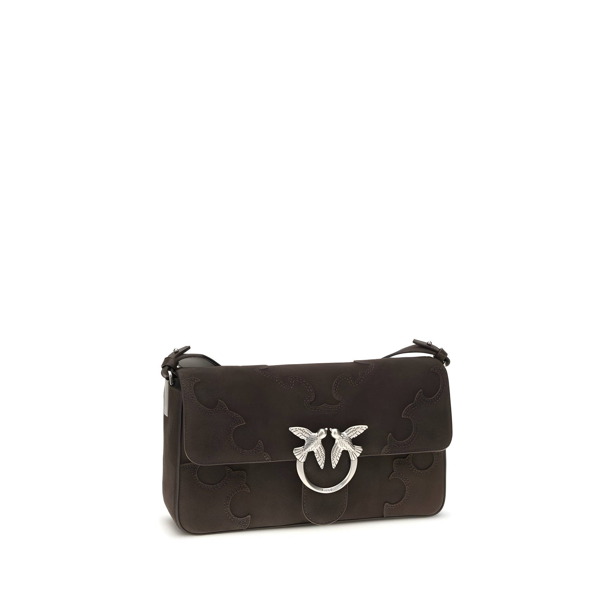 PINKO Brown Calf Leather Shoulder Bag