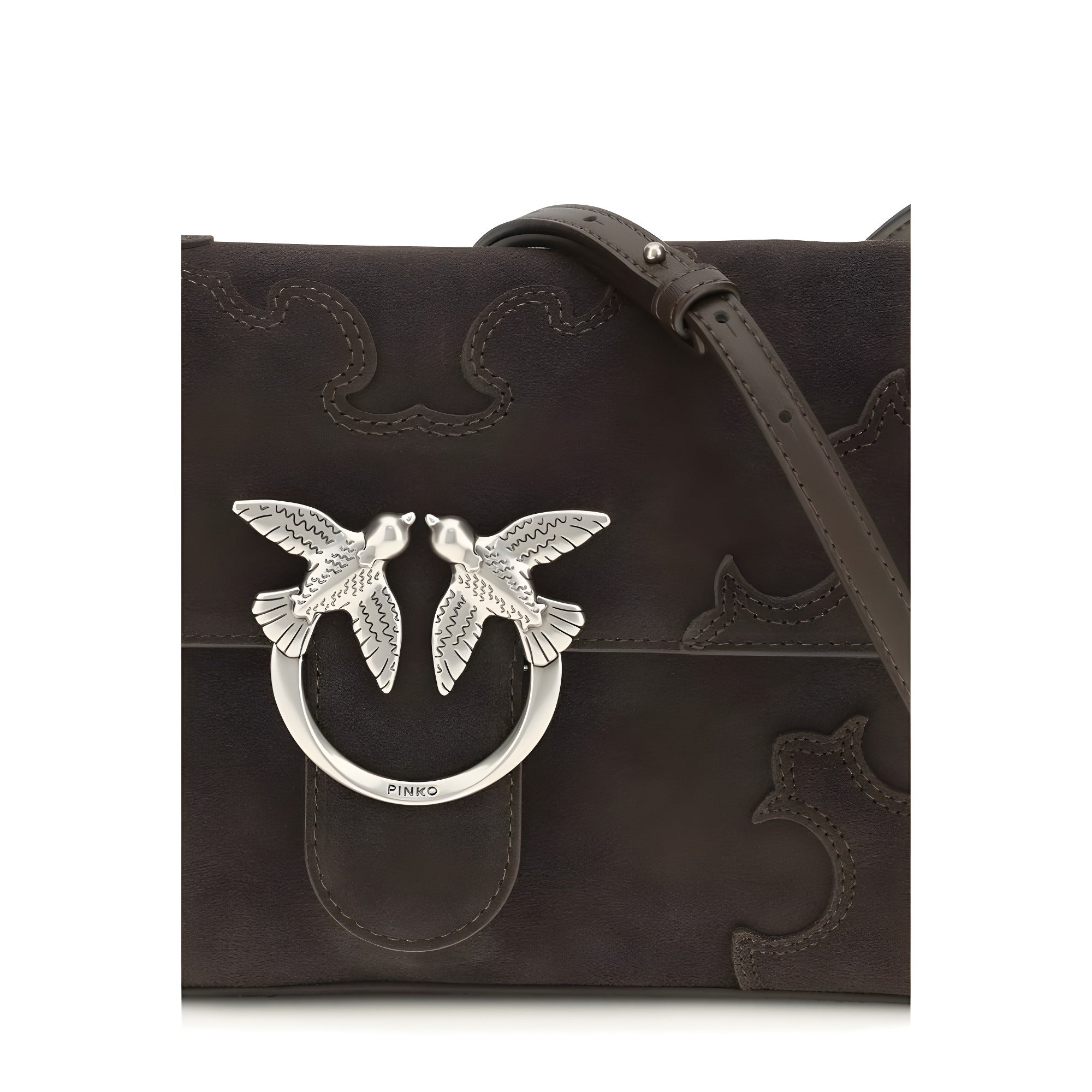 PINKO Brown Calf Leather Shoulder Bag