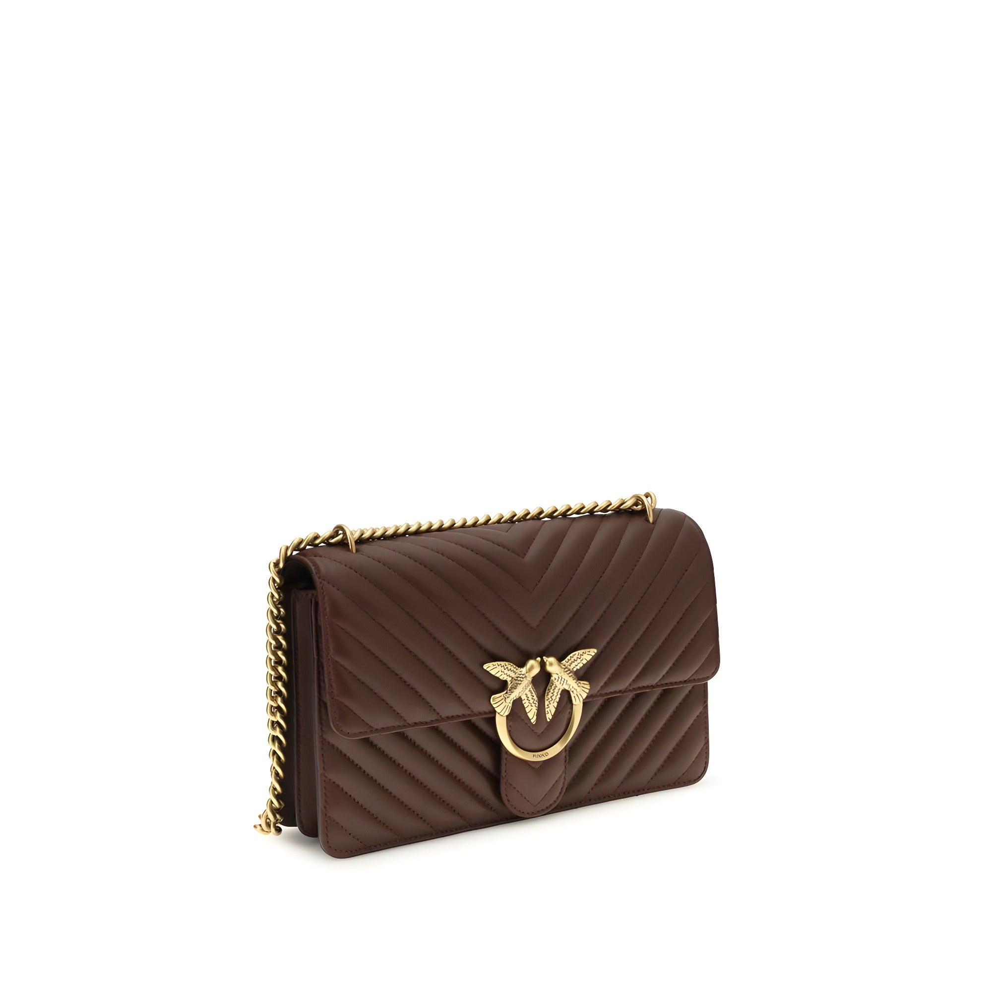 PINKO Brown Calf Leather Shoulder Bag