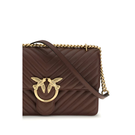 PINKO Brown Calf Leather Shoulder Bag