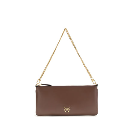 PINKO Brown Calf Leather Shoulder Bag
