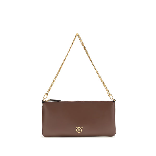 PINKO Brown Calf Leather Shoulder Bag