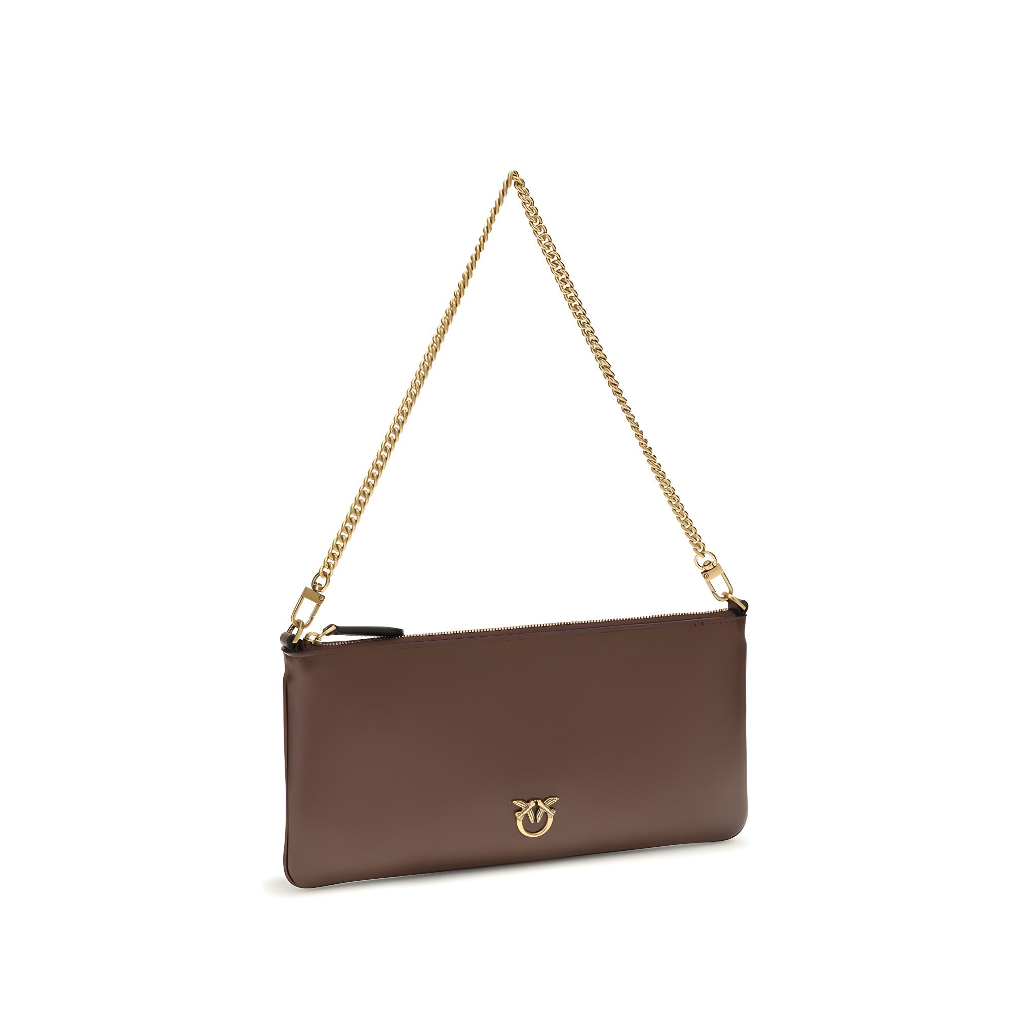 PINKO Brown Calf Leather Shoulder Bag