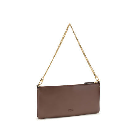 PINKO Brown Calf Leather Shoulder Bag