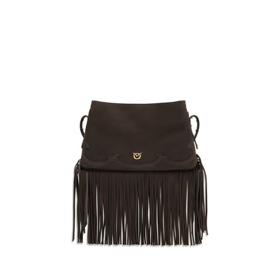 PINKO Brown Calf Leather Shoulder Bag