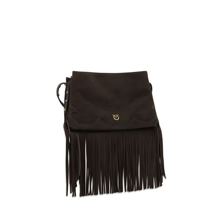 PINKO Brown Calf Leather Shoulder Bag