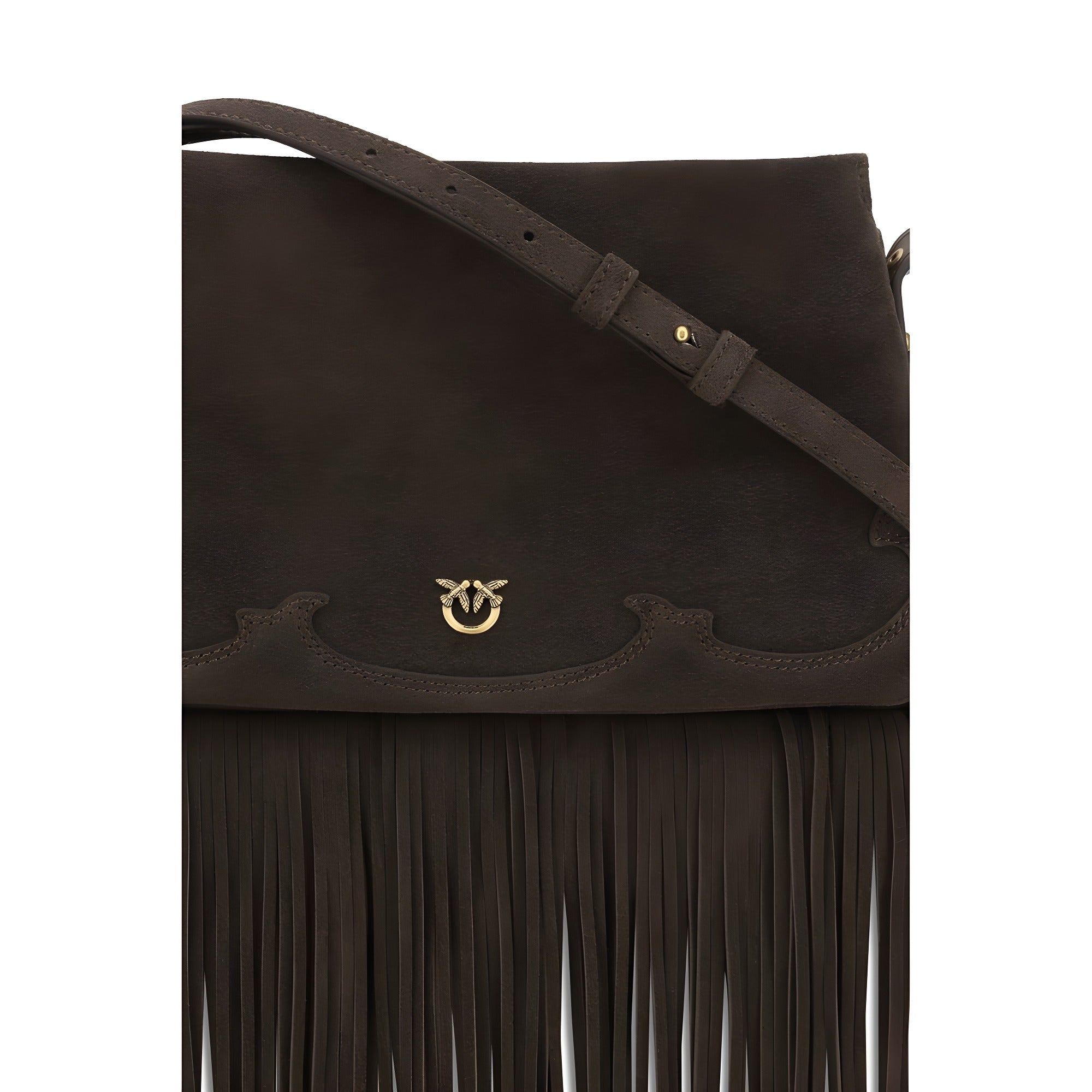 PINKO Brown Calf Leather Shoulder Bag