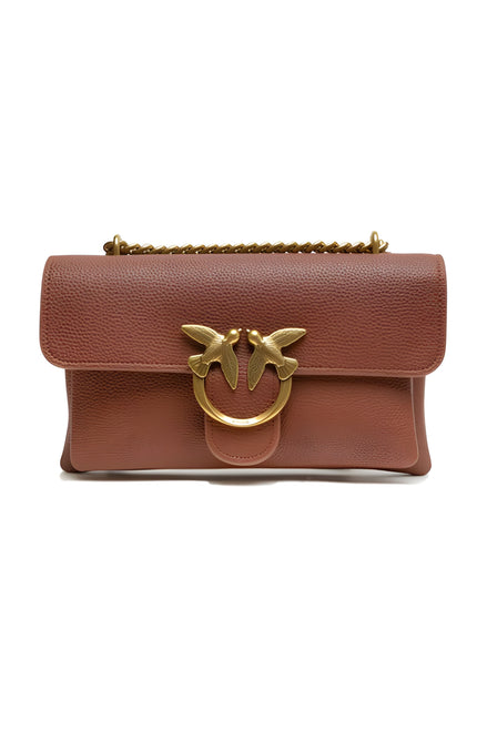 PINKO Brown Love Boucle Riga Mini Crossbody Bag