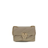 PINKO Gray Leather Shoulder Bag