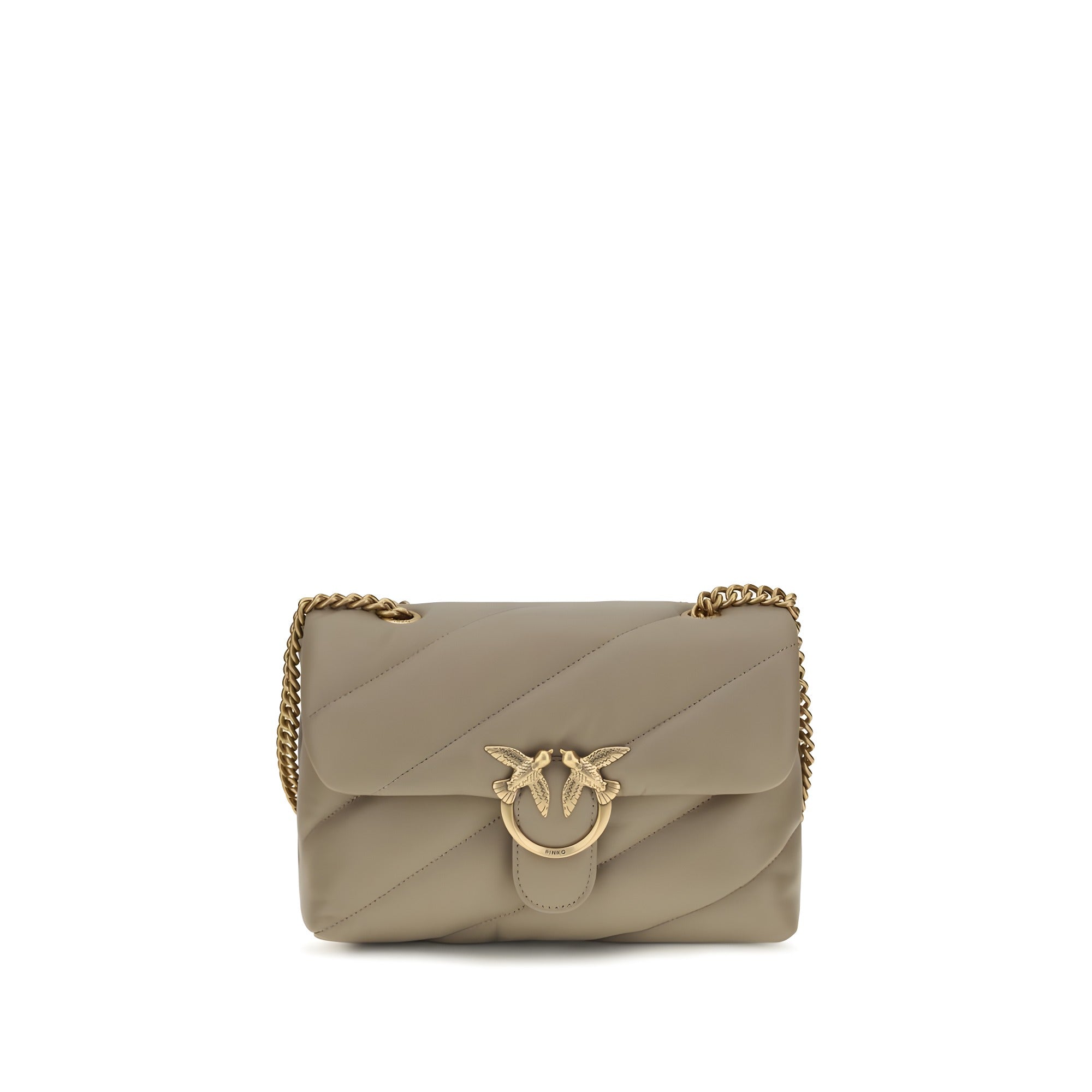 PINKO Gray Leather Shoulder Bag
