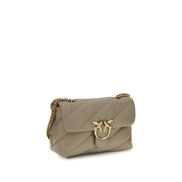 PINKO Gray Leather Shoulder Bag