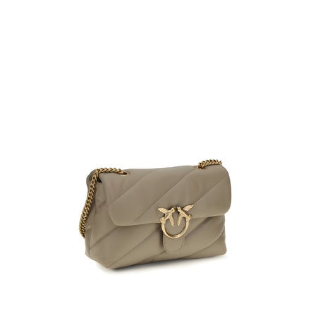 PINKO Gray Leather Shoulder Bag