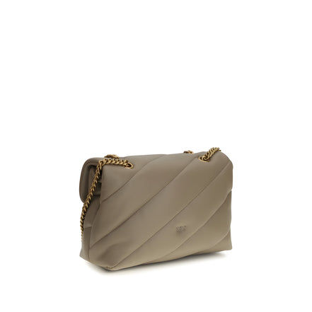PINKO Gray Leather Shoulder Bag