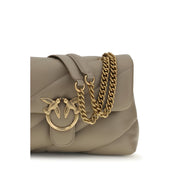 PINKO Gray Leather Shoulder Bag