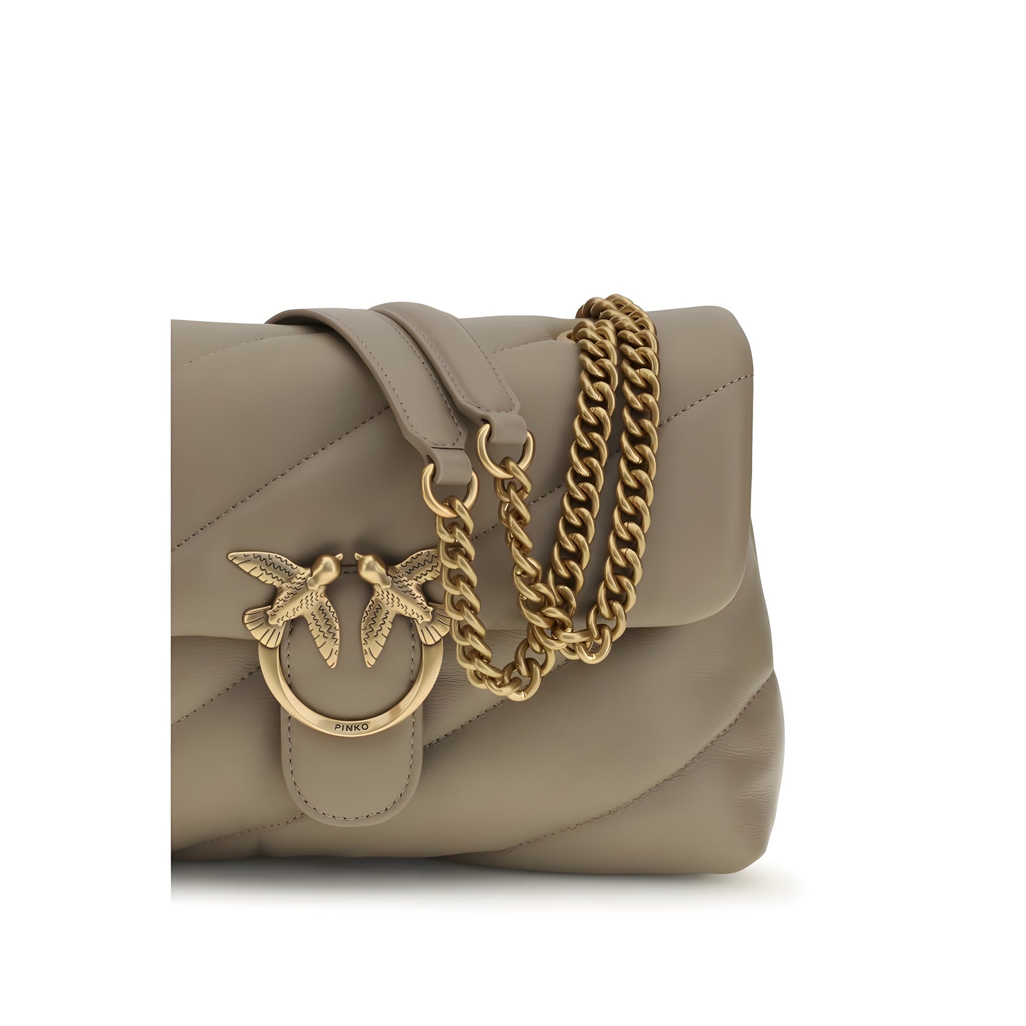 PINKO Gray Leather Shoulder Bag