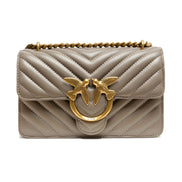 PINKO Grey Love One Mini Chevron Shoulder Bag