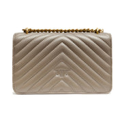 PINKO Grey Love One Mini Chevron Shoulder Bag