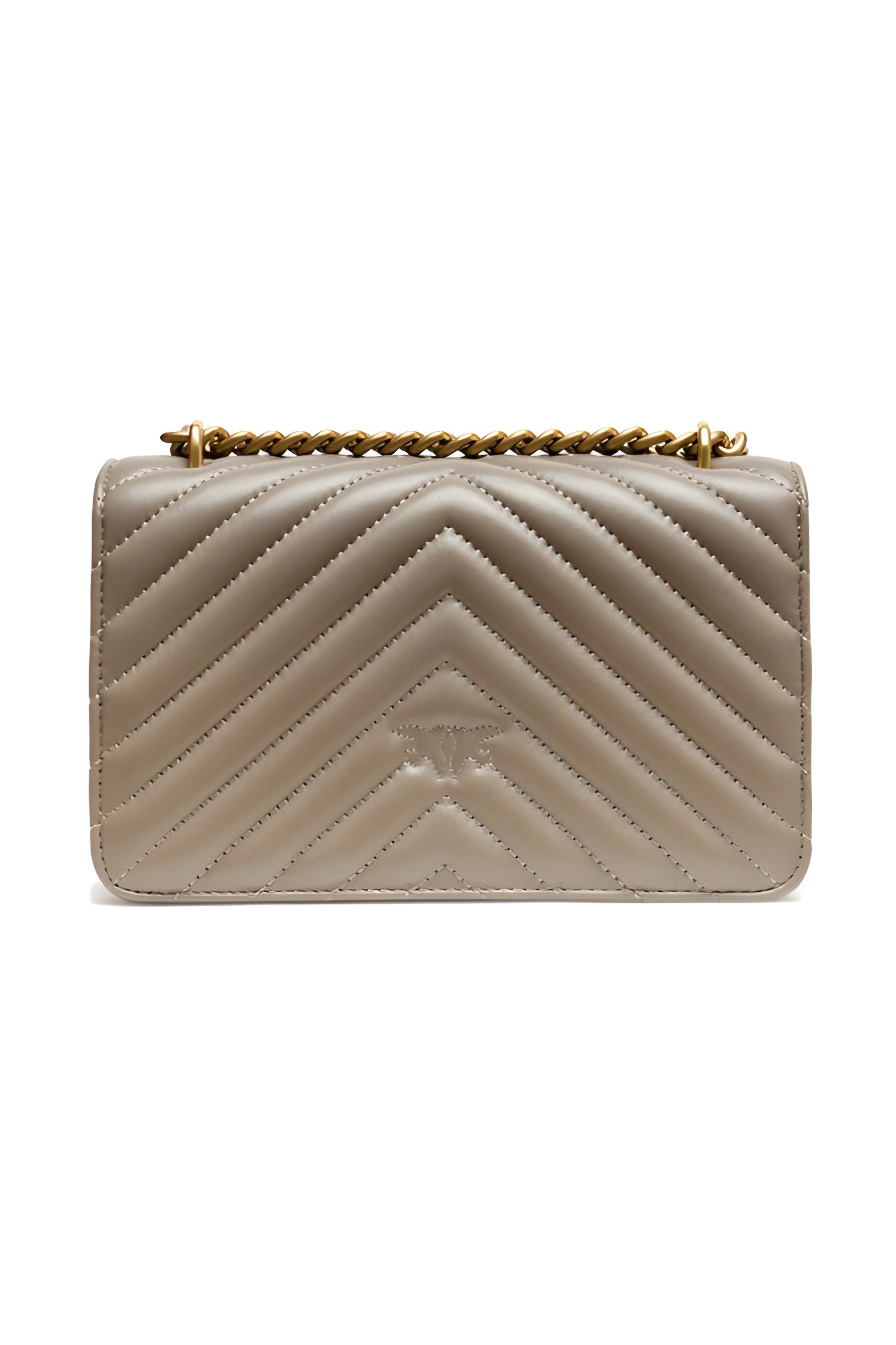 PINKO Grey Love One Mini Chevron Shoulder Bag