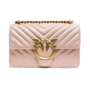 PINKO Powder Pink Love One Mini Chevron Shoulder Bag