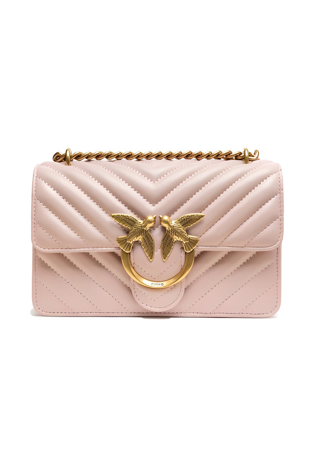 PINKO Powder Pink Love One Mini Chevron Shoulder Bag
