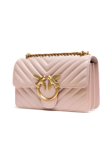 PINKO Powder Pink Love One Mini Chevron Shoulder Bag
