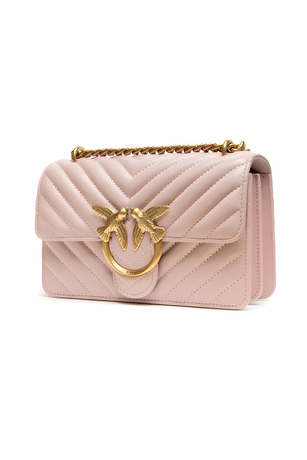 PINKO Powder Pink Love One Mini Chevron Shoulder Bag