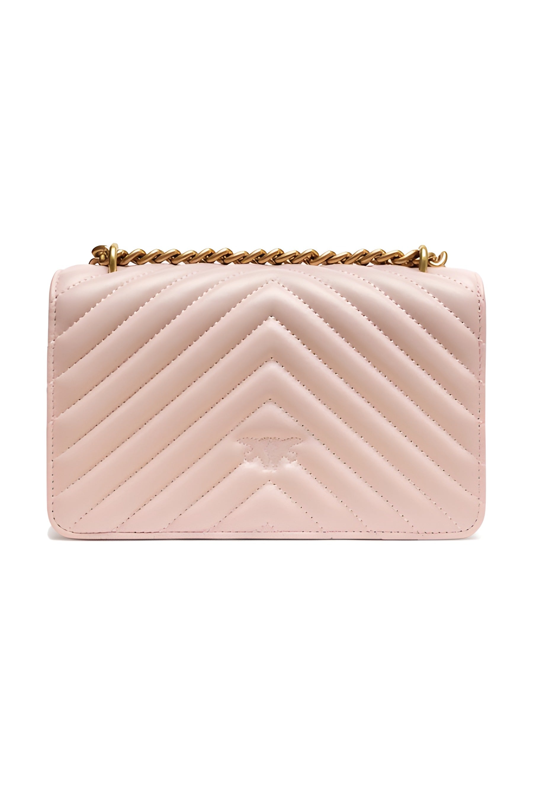 PINKO Powder Pink Love One Mini Chevron Shoulder Bag