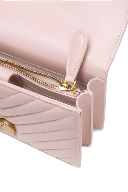 PINKO Powder Pink Love One Mini Chevron Shoulder Bag