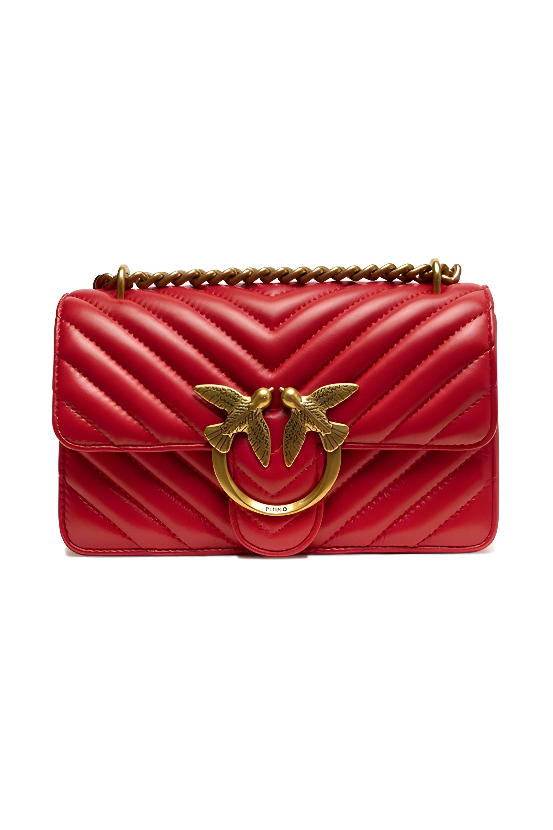PINKO Red Love One Mini Chevron Shoulder Bag