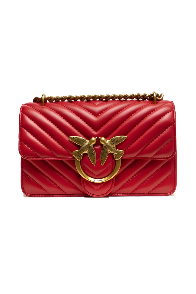 PINKO Red Love One Mini Chevron Shoulder Bag