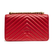 PINKO Red Love One Mini Chevron Shoulder Bag