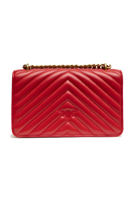 PINKO Red Love One Mini Chevron Shoulder Bag