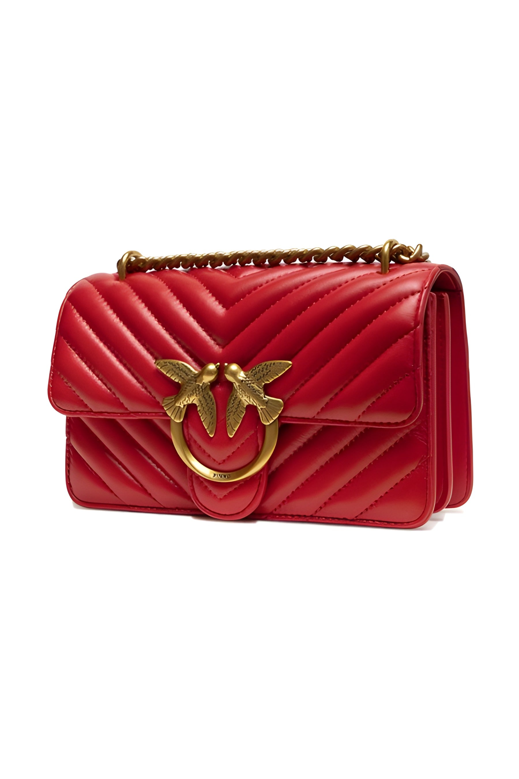 PINKO Red Love One Mini Chevron Shoulder Bag