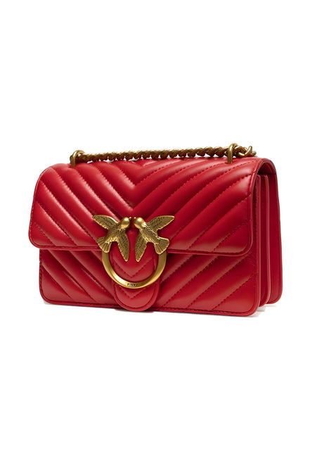 PINKO Red Love One Mini Chevron Shoulder Bag
