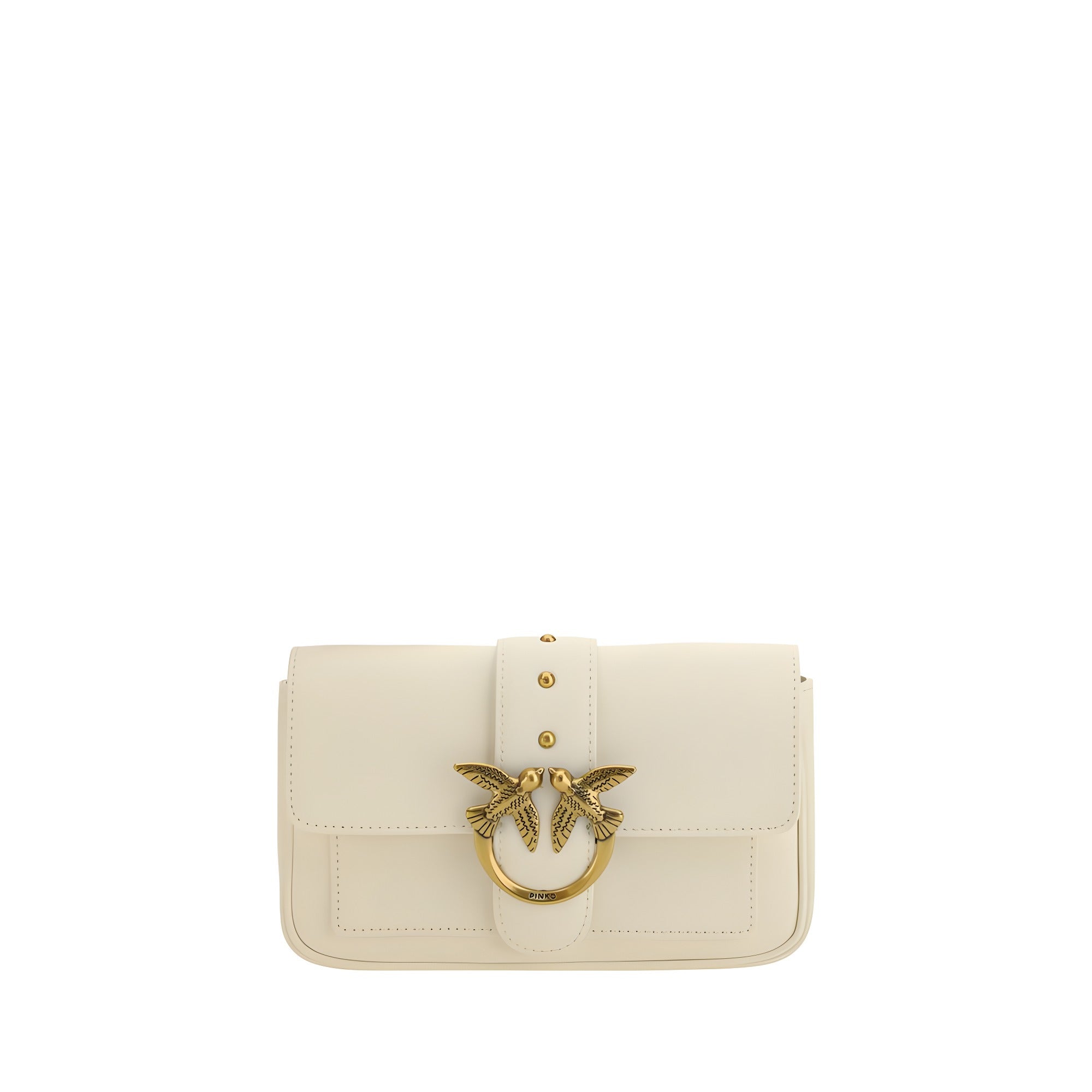 PINKO White Calf Leather Shoulder Bag