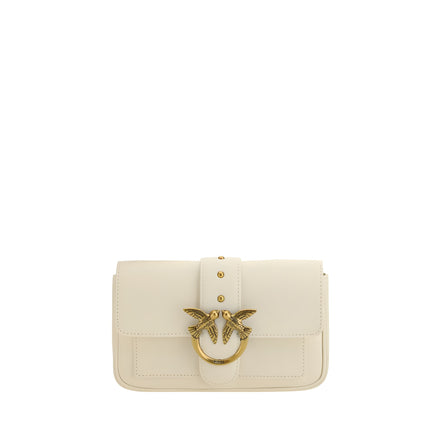 PINKO White Calf Leather Shoulder Bag