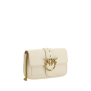 PINKO White Calf Leather Shoulder Bag