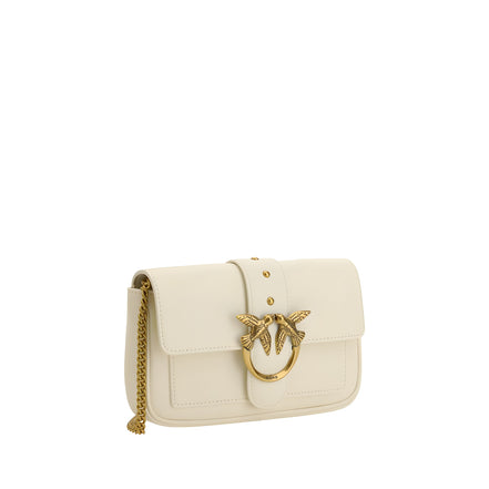 PINKO White Calf Leather Shoulder Bag