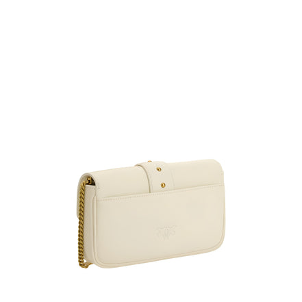 PINKO White Calf Leather Shoulder Bag
