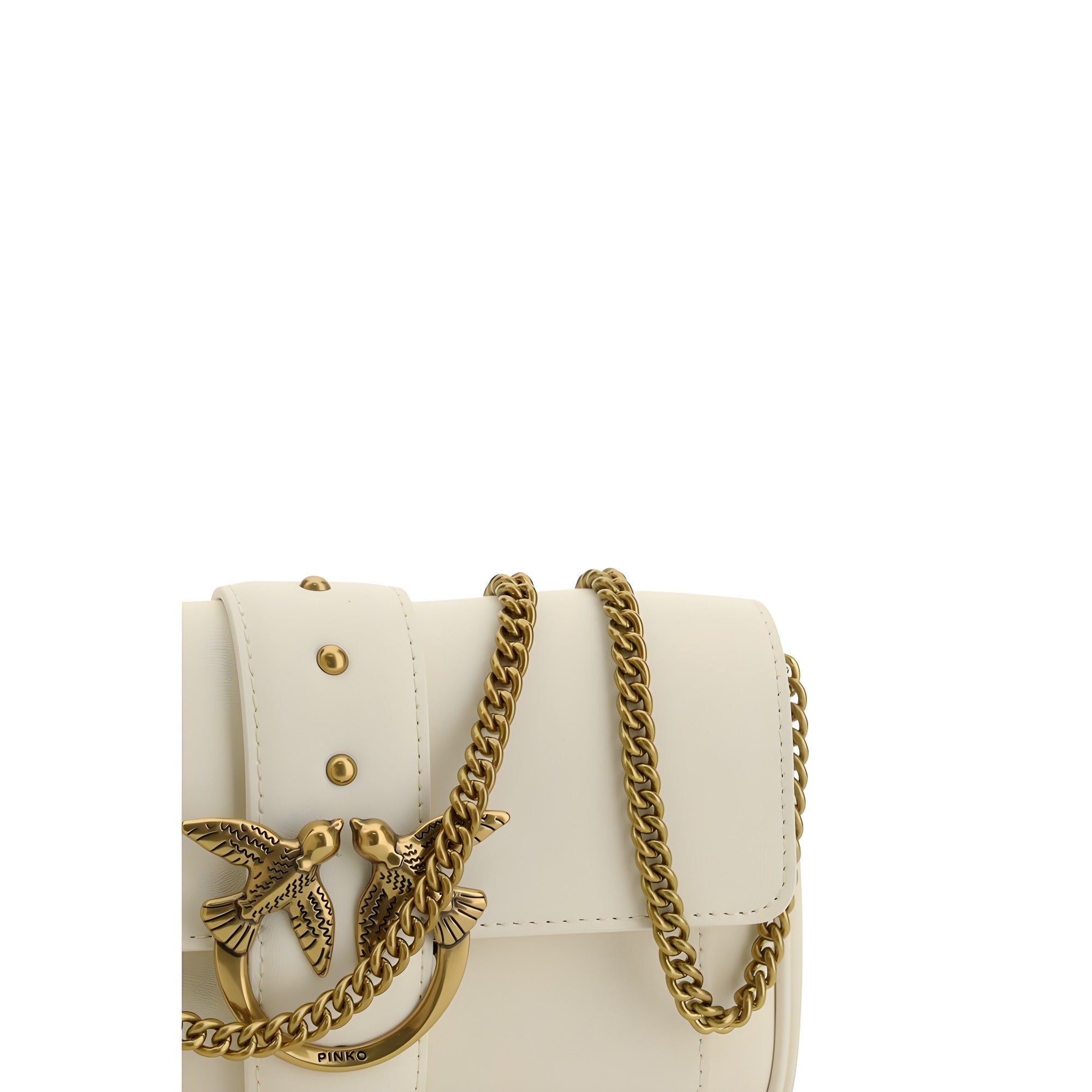 PINKO White Calf Leather Shoulder Bag
