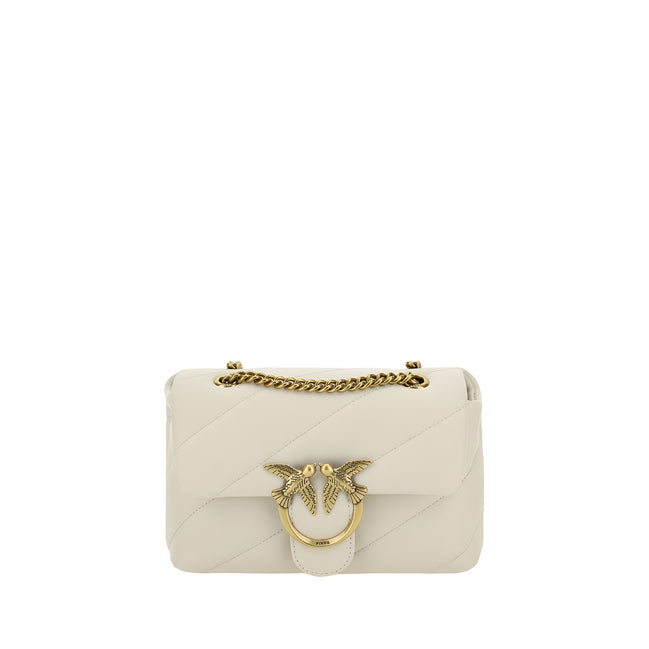PINKO White Calf Leather Shoulder Bag