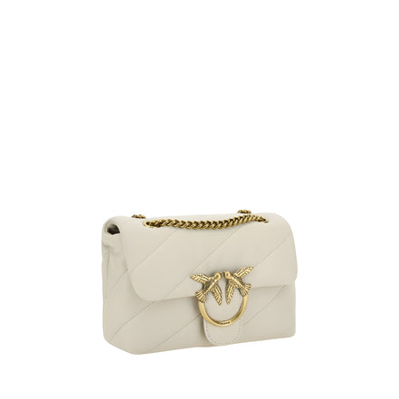 PINKO White Calf Leather Shoulder Bag
