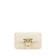 PINKO White Calf Leather Shoulder Bag